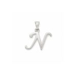 Silver Initial Pendant "N"